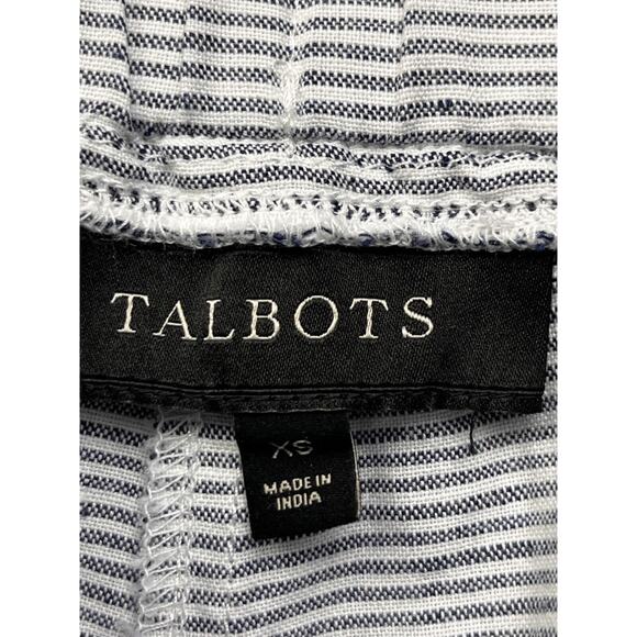 Talbots Linen shorts Womens XS Gray White Striped Drawstring Pull On Pockets - Picture 4 of 8
